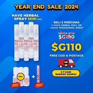 HAVE HERBAL SPRAY MINI 15ml – 5 BOTOL (PERCUMA 3 BOTOL HAVE ROLLON +1 BOTOL HAVE TRADISIONAL)