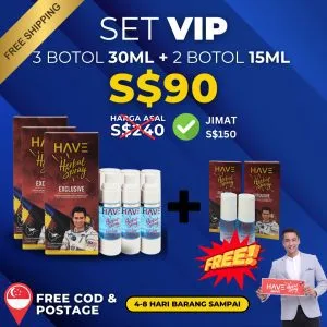 SET VIP – 3 BOTOL 30ML + 2 BOTOL 15ML – PERCUMA PENGHANTARAN