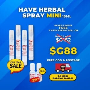 HAVE HERBAL SPRAY MINI 15ml – 4 BOTOL (PERCUMA 2 BOTOL HAVE ROLLON)