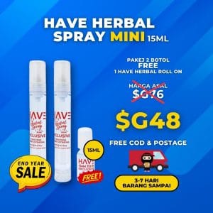 HAVE HERBAL SPRAY MINI 15ml – 2 BOTOL (PERCUMA 1 BOTOL HAVE ROLLON)